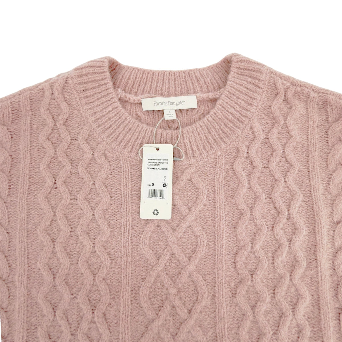 FAVORITE DAUGHTER The Oversized Cable Sweater in Whimsical Rose S