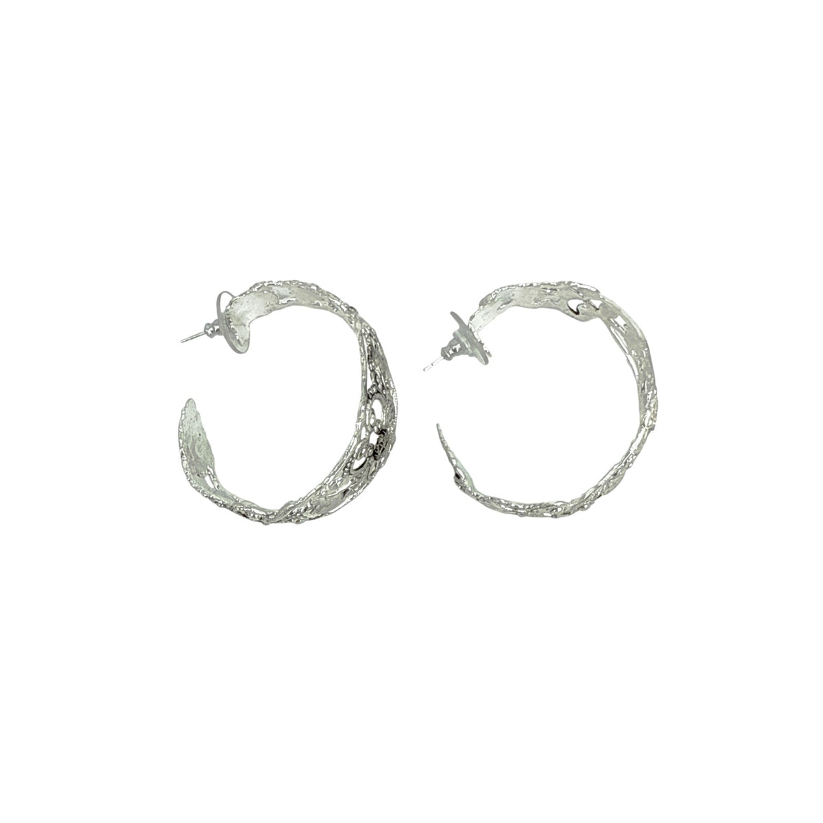 VSA Antigua Wide Hoop Post Earrings in Silver
