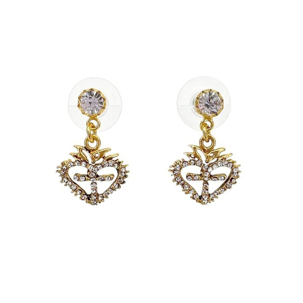 VSA Queen of Hearts Crystal Drop Earrings Gold