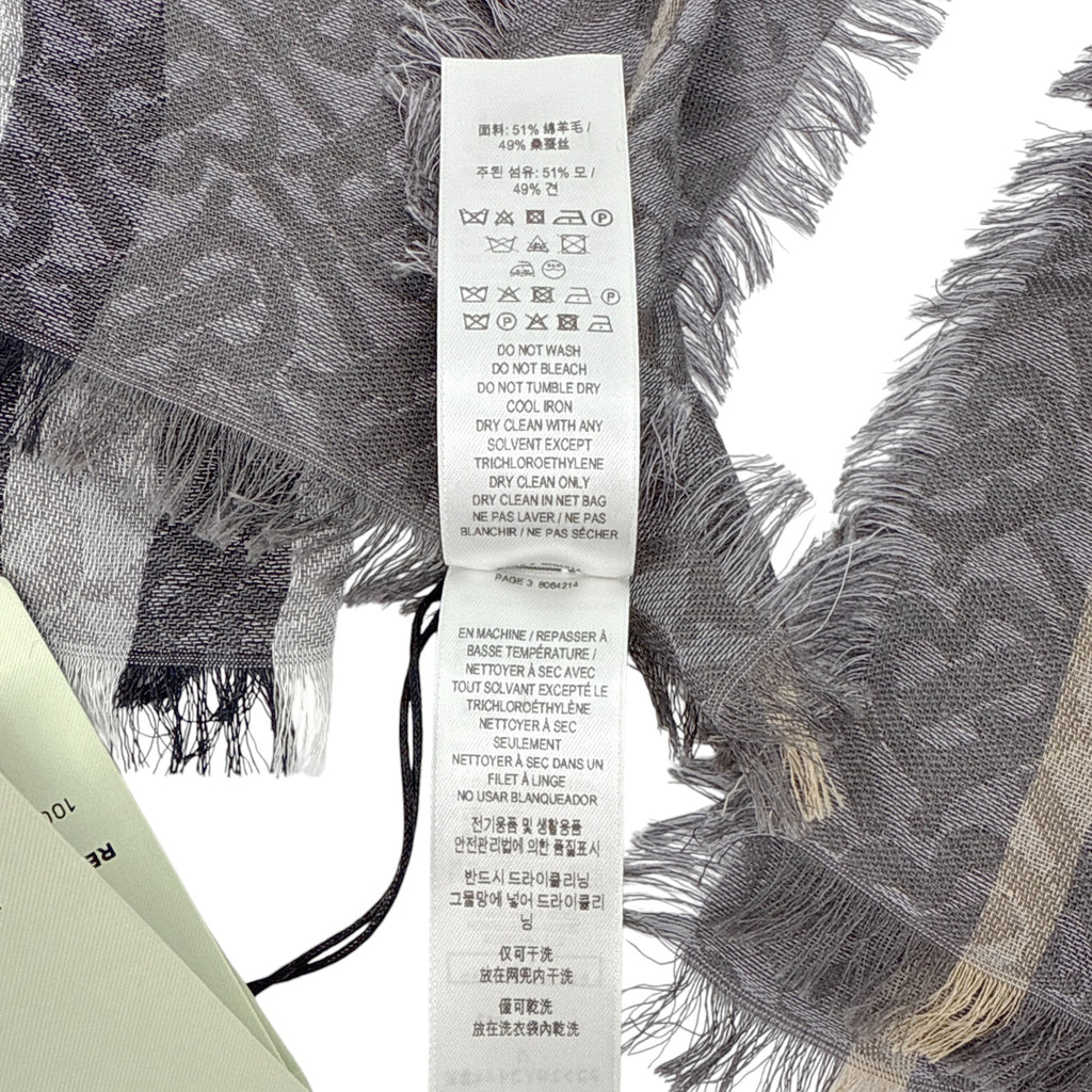 BURBERRY TB Giant Check Gauze Wool &amp; Silk Scarf in Charcoal