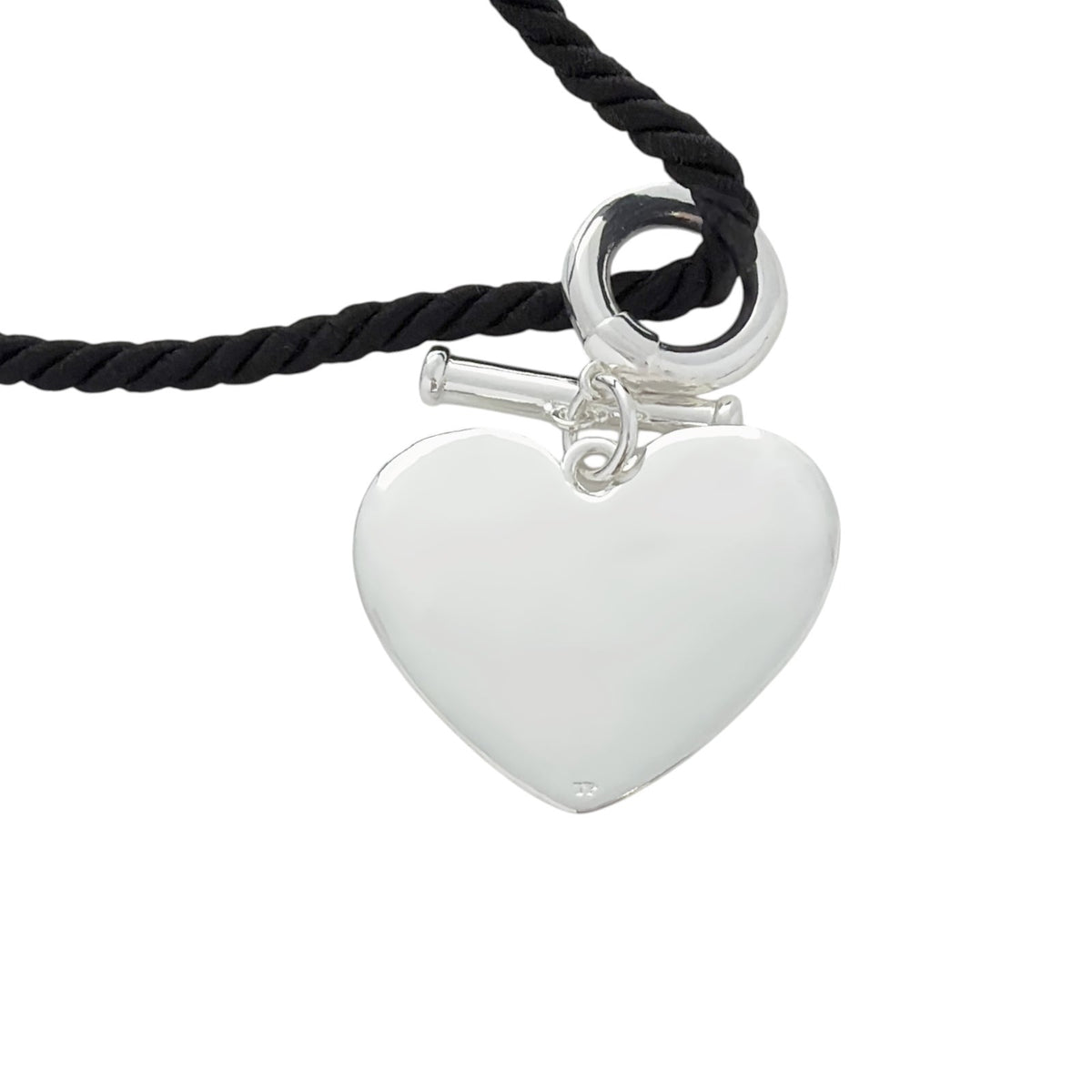 TIMELESS PEARLY Black Cord Necklace with Silver Heart