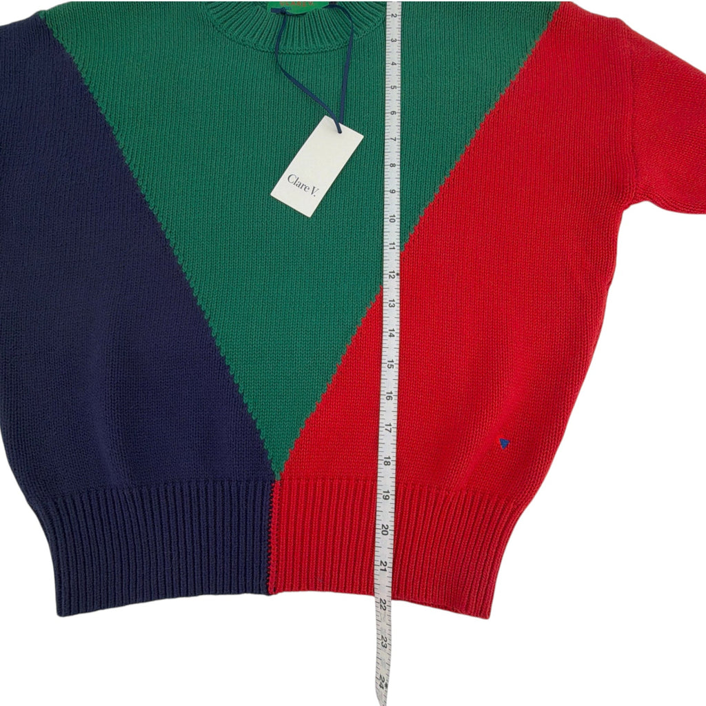 CLARE V. Colorblock Drop Shoulder Sweater XS