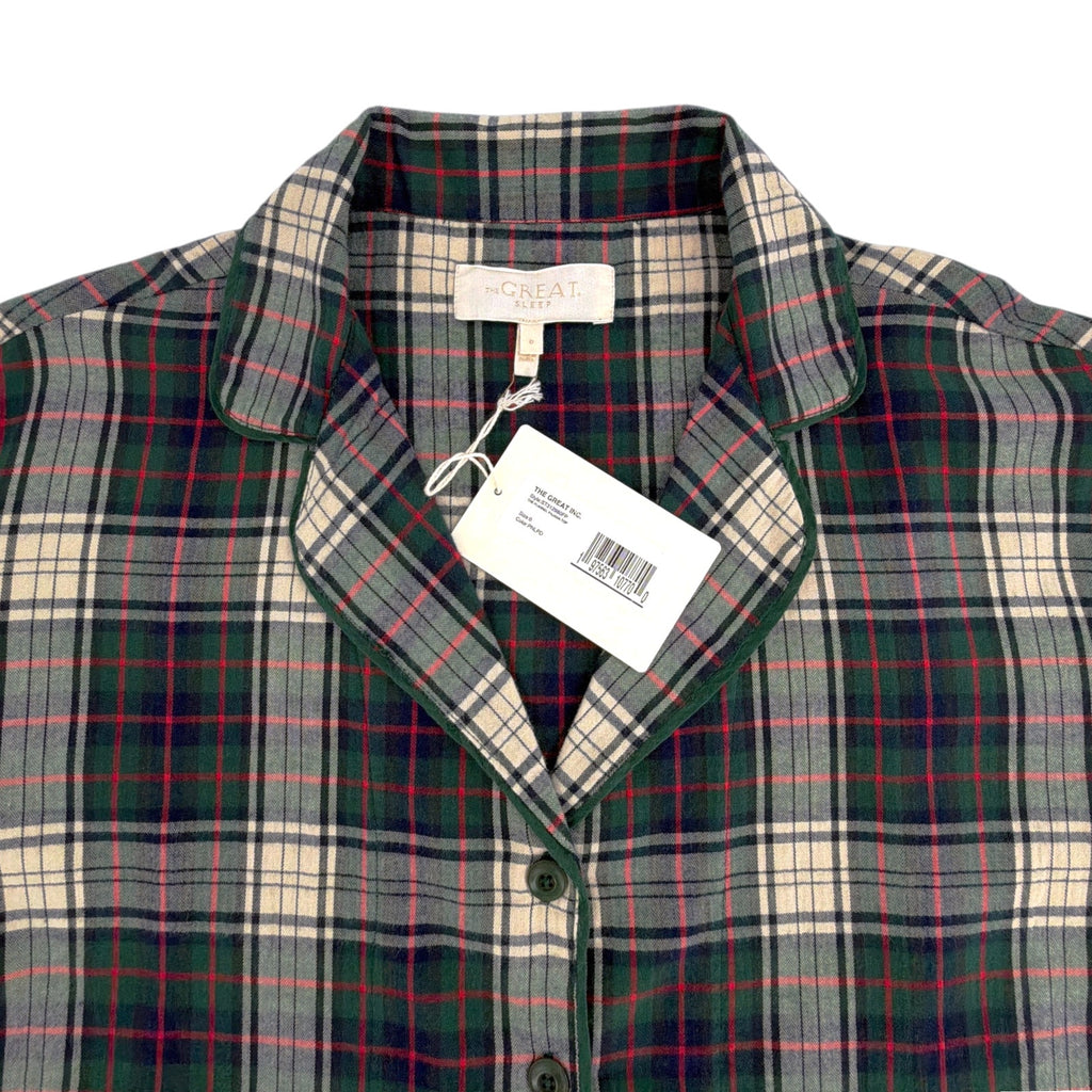 THE GREAT. The Flannel Pajama Top in Pine Lodge Plaid 0|XS