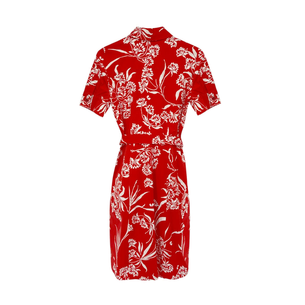 CAROLINA HERRERA Red Printed Short Sleeve Shirtdress in Red 6|M