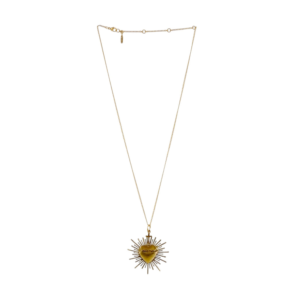 VSA Sacred Flame Charm Necklace in Gold 20"