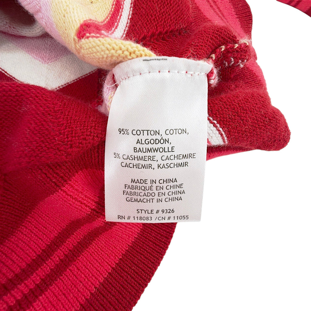 MINNIE ROSE Chevron Pointelle Crew Sweater in Red Multi M