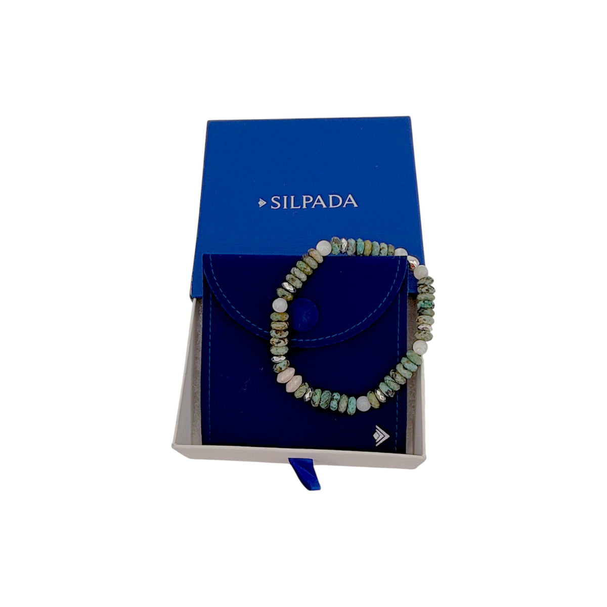 SILPADA In the Tropics Silver Mixed Stones Stretch Bracelet