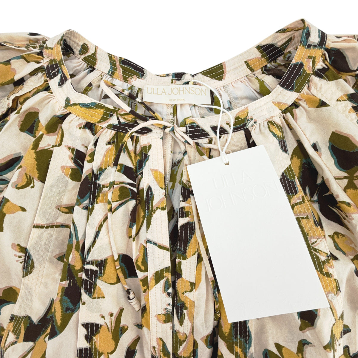 ULLA JOHNSON Loli Short Sleeve Blouse in Lucent 2|S