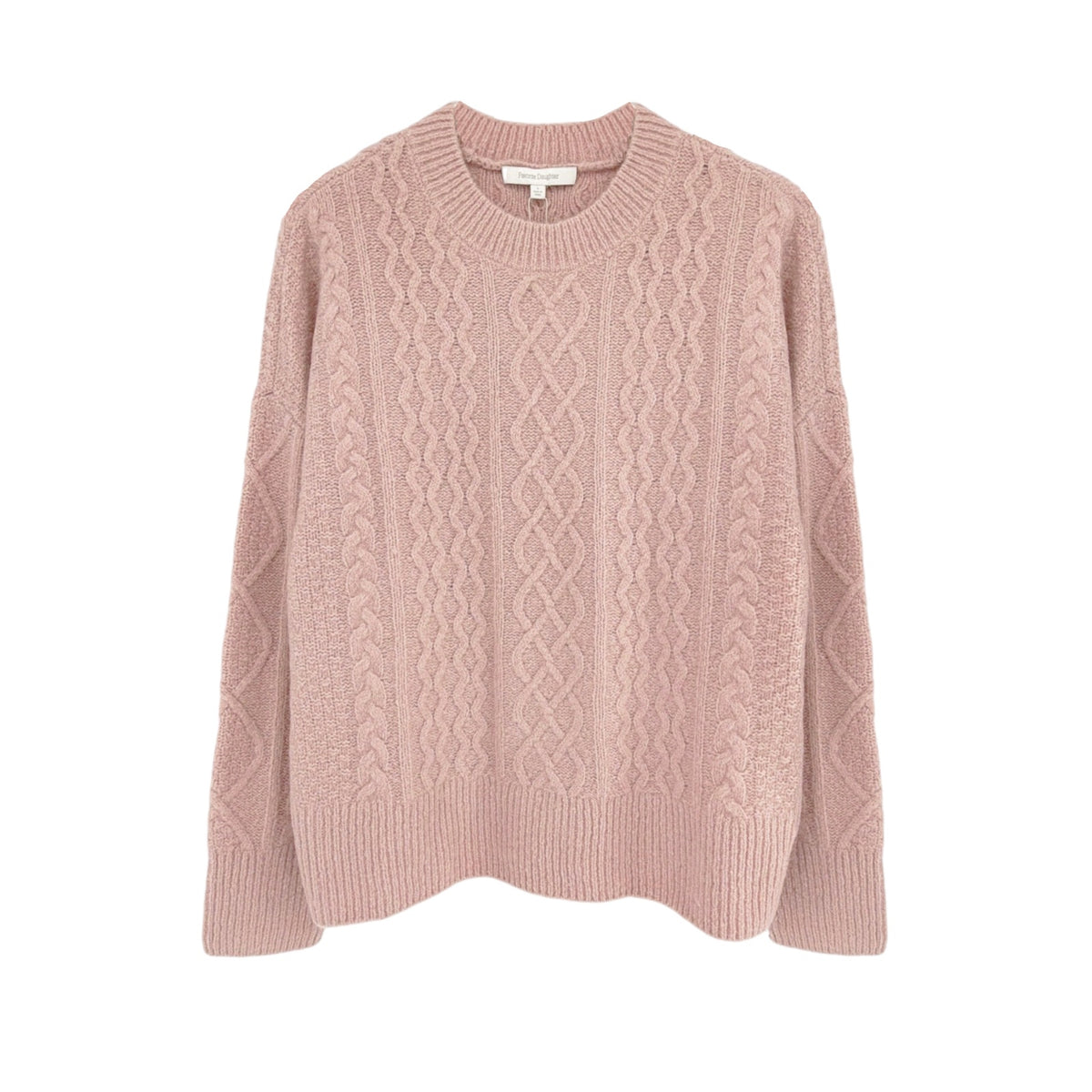 FAVORITE DAUGHTER The Oversized Cable Sweater in Whimsical Rose S
