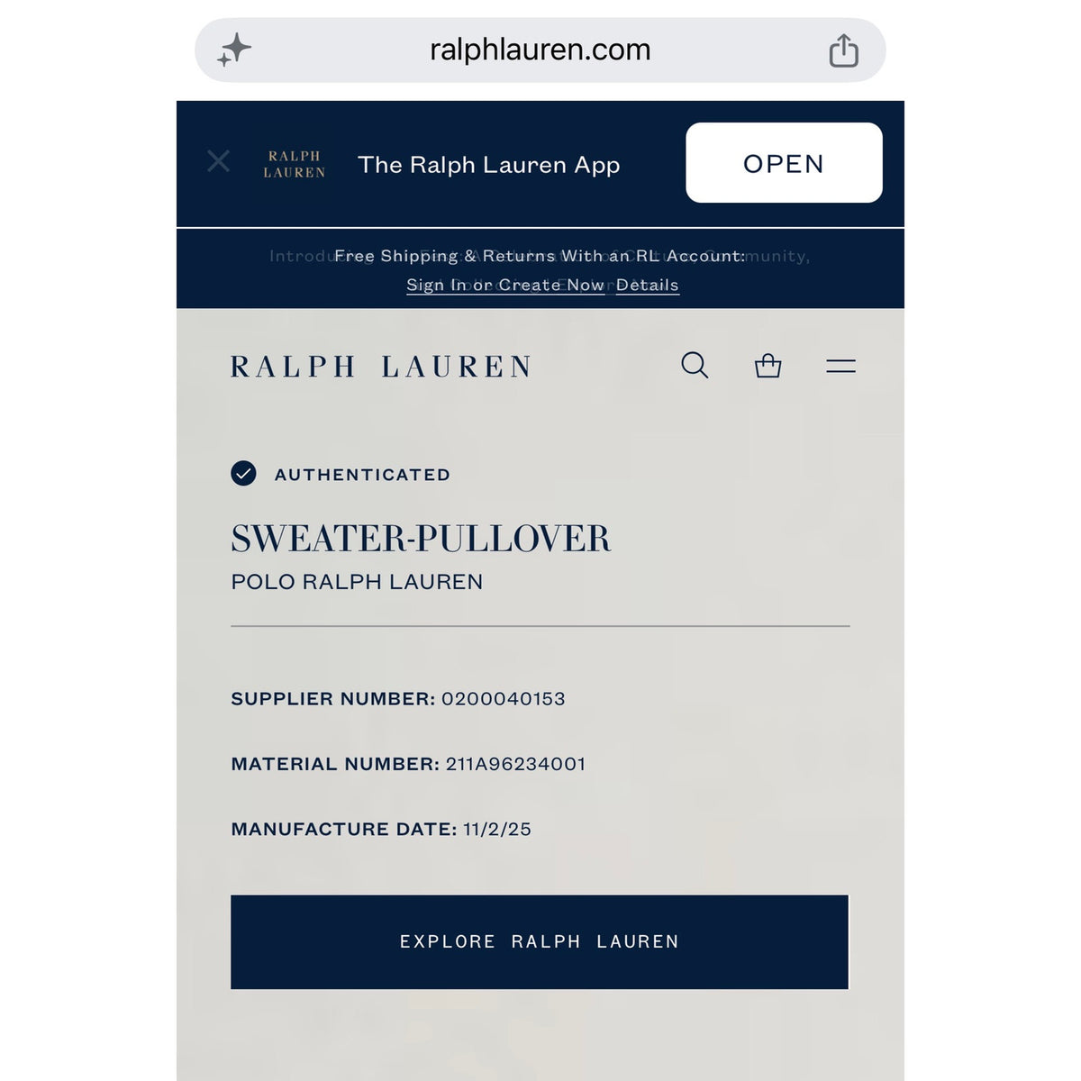 POLO RALPH LAUREN Long Sleeve Crew Neck Pullover in Bright Royal S