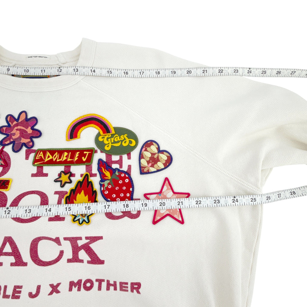 La DOUBLEJ x MOTHER The Biggie Concert Whisper White Patch It Up Sweatshirt S