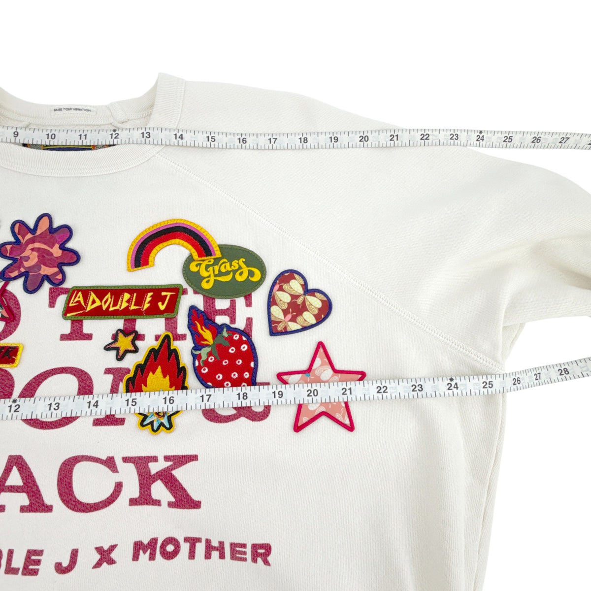 La DOUBLEJ x MOTHER The Biggie Concert Whisper White Patch It Up Sweatshirt S