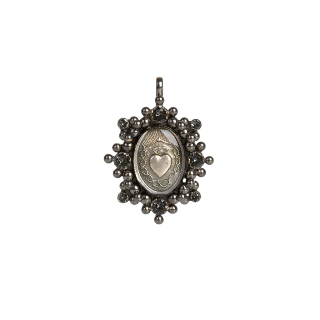 VIRGINS SAINTS & ANGELS VSA Medallion Oval Cloister Sacred Heart in Gunmetal