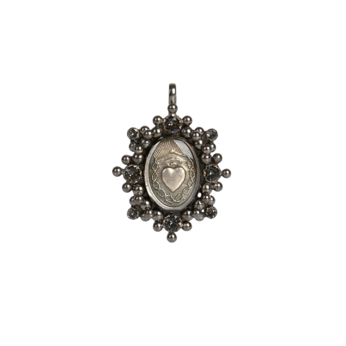 VIRGINS SAINTS & ANGELS VSA Medallion Oval Cloister Sacred Heart in Gunmetal