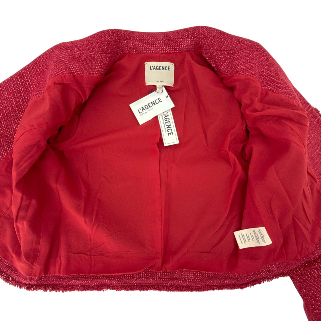 L'AGENCE Sylvia Collared Jacket in Garnet Red &amp; Copper 4
