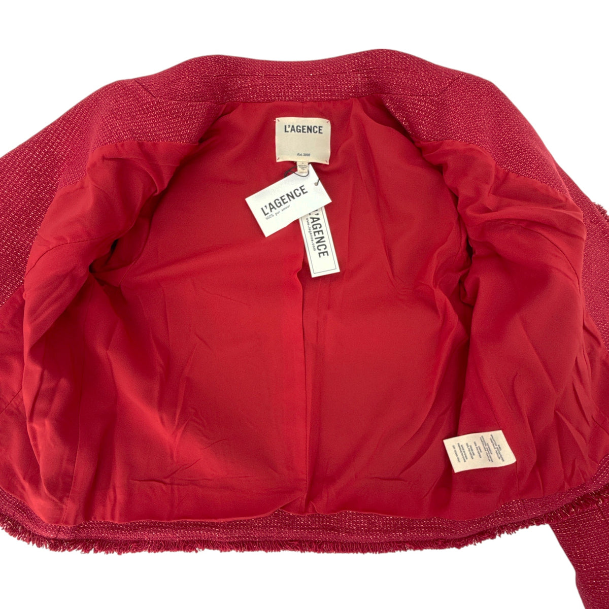 L'AGENCE Sylvia Collared Jacket in Garnet Red &amp; Copper 4
