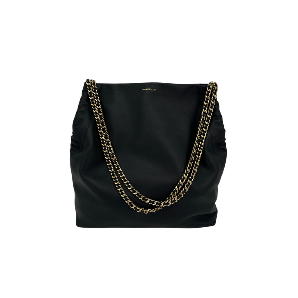 VERONICA BEARD Leather Slouch Bag in Black