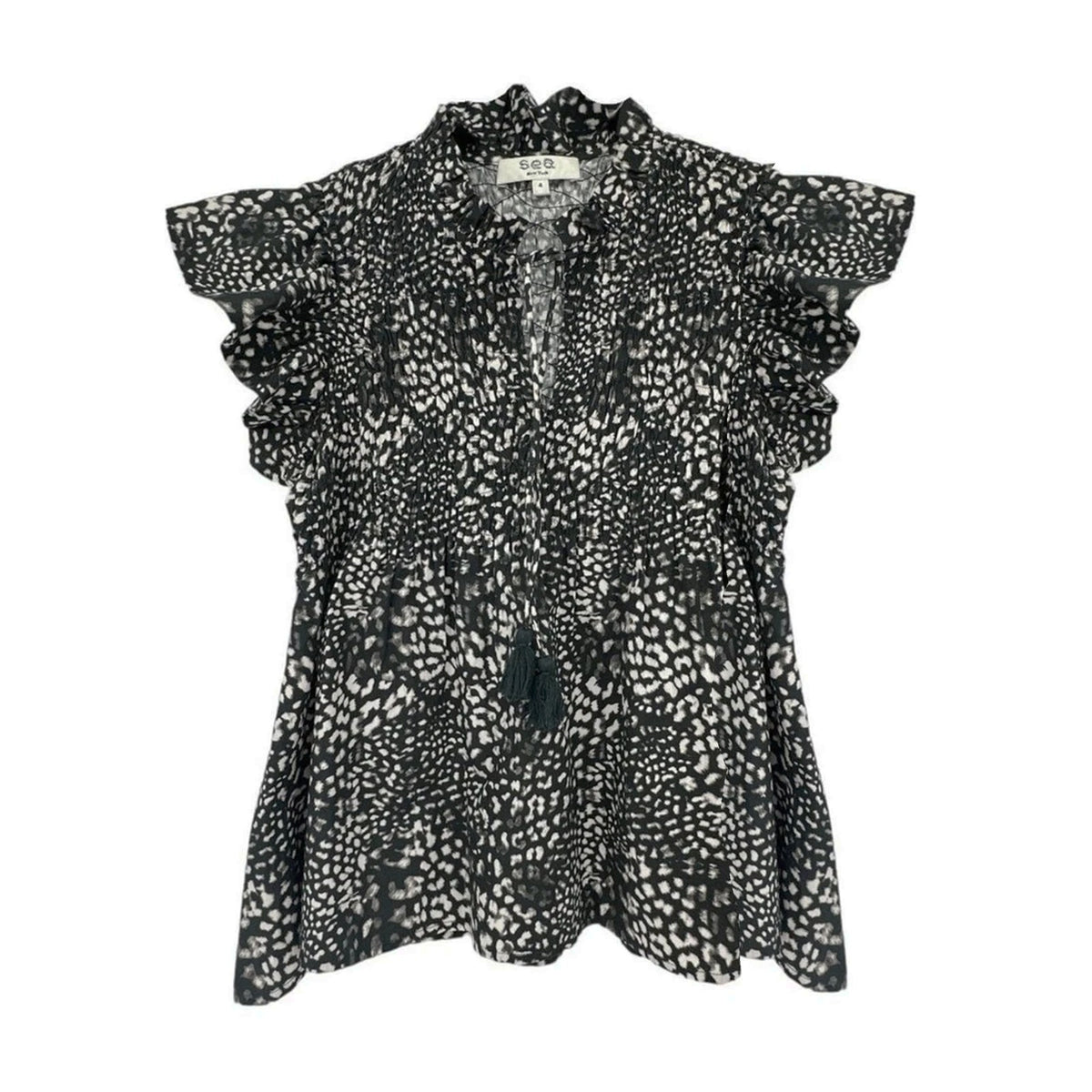 SEA New York Calla Cheetah Flutter Sleeve Top Size 4