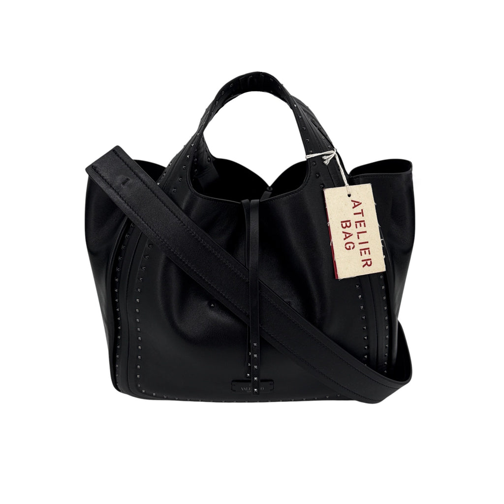 VALENTINO GARAVANI Small Atelier Bag 01 Metal Stitch Edition Tote Bag In Black