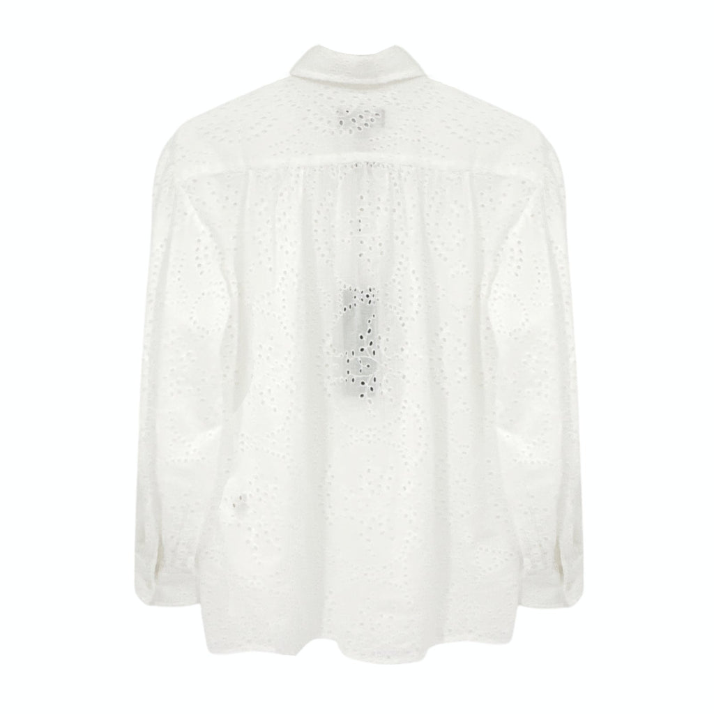 NILI LOTAN Andree Eyelet Shirt in Ivory XS
