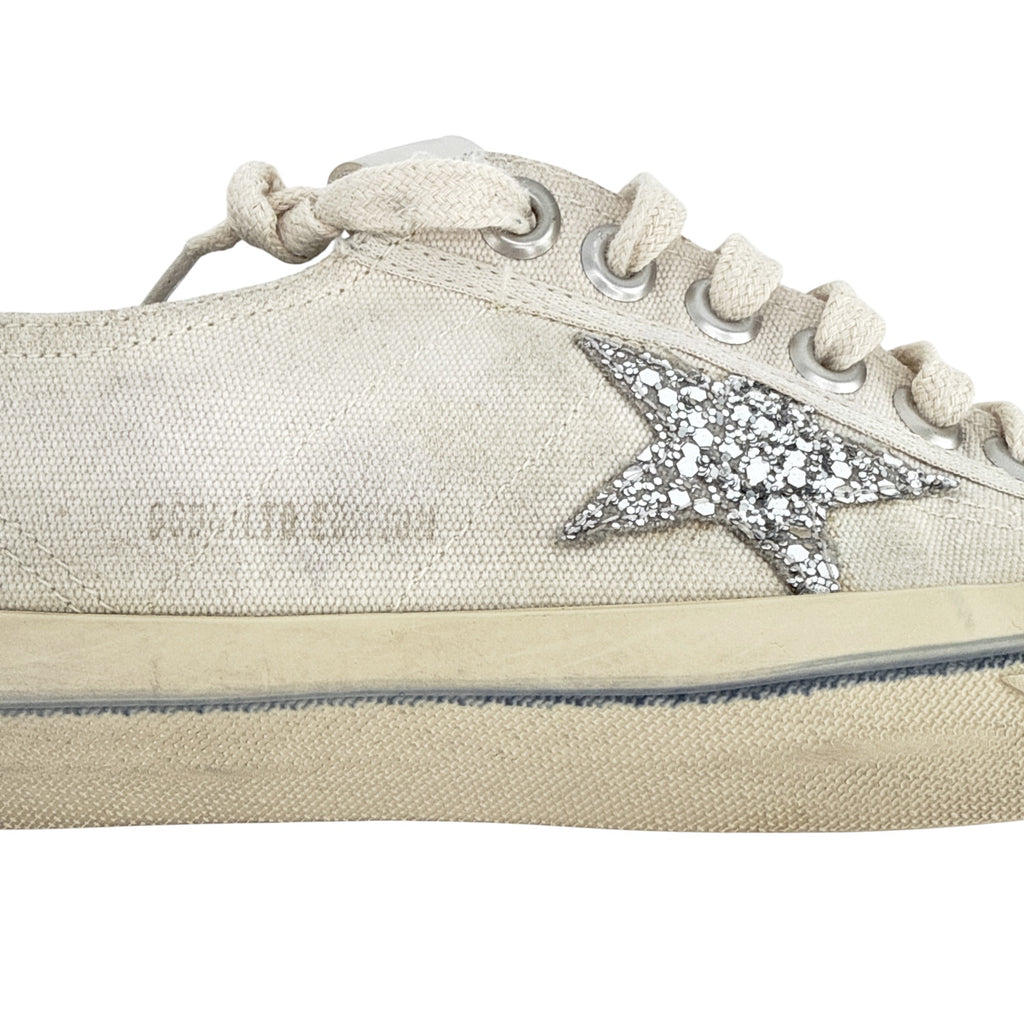 GOLDEN GOOSE V-Star Canvas with Silver Glitter Star 37