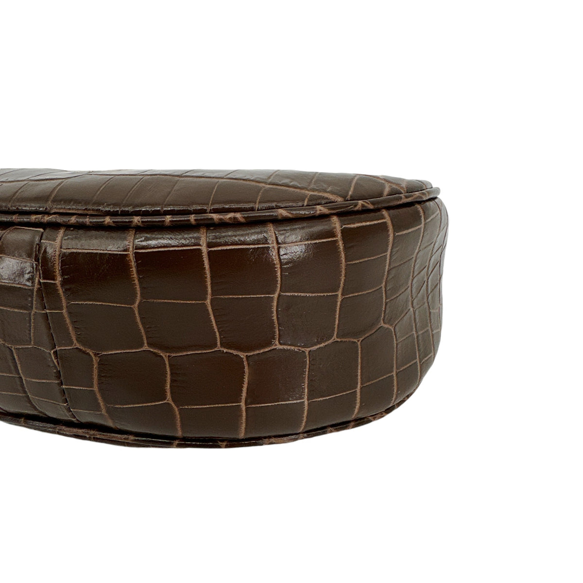TOM FORD Calfskin Crocodile Embossed Mini Bianca Hobo Chestnut