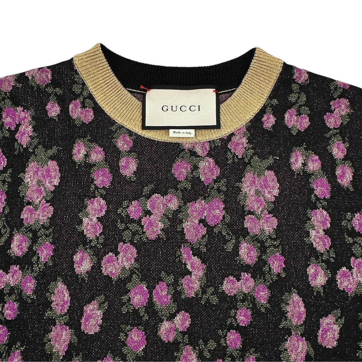 GUCCI Shiny Viscose Jacquard Floral Sweater S