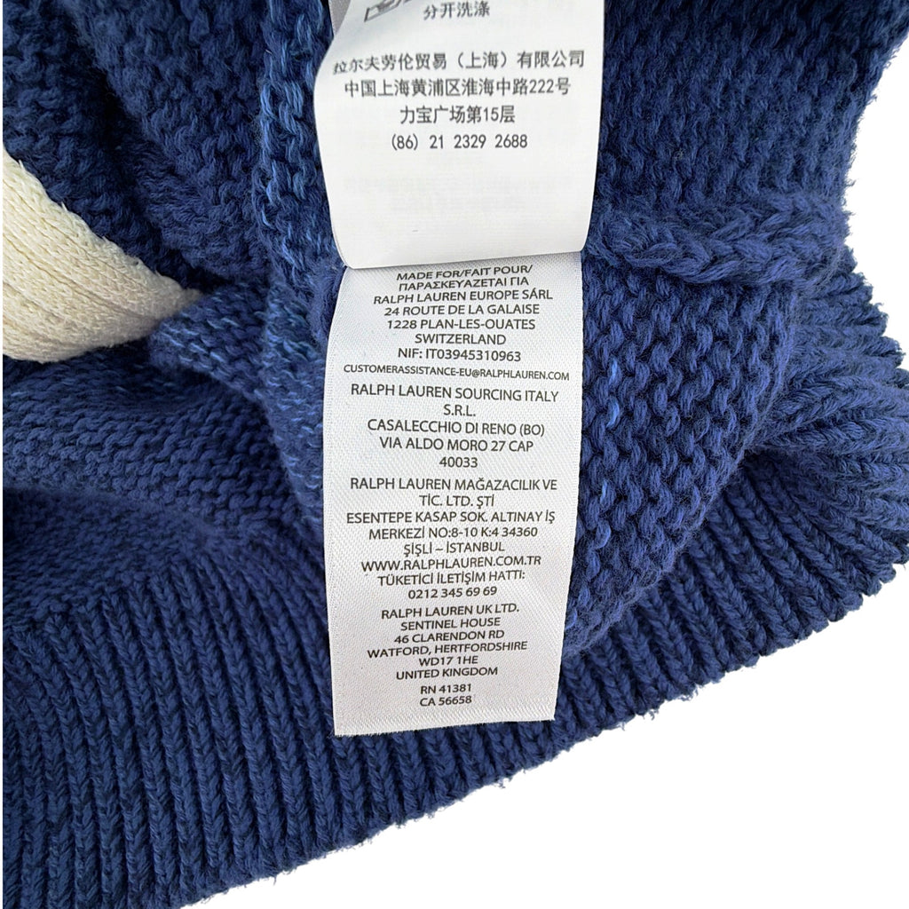 POLO RALPH LAUREN Flag Ombre Zip Hoodie Cardigan in White/Royal Blue M