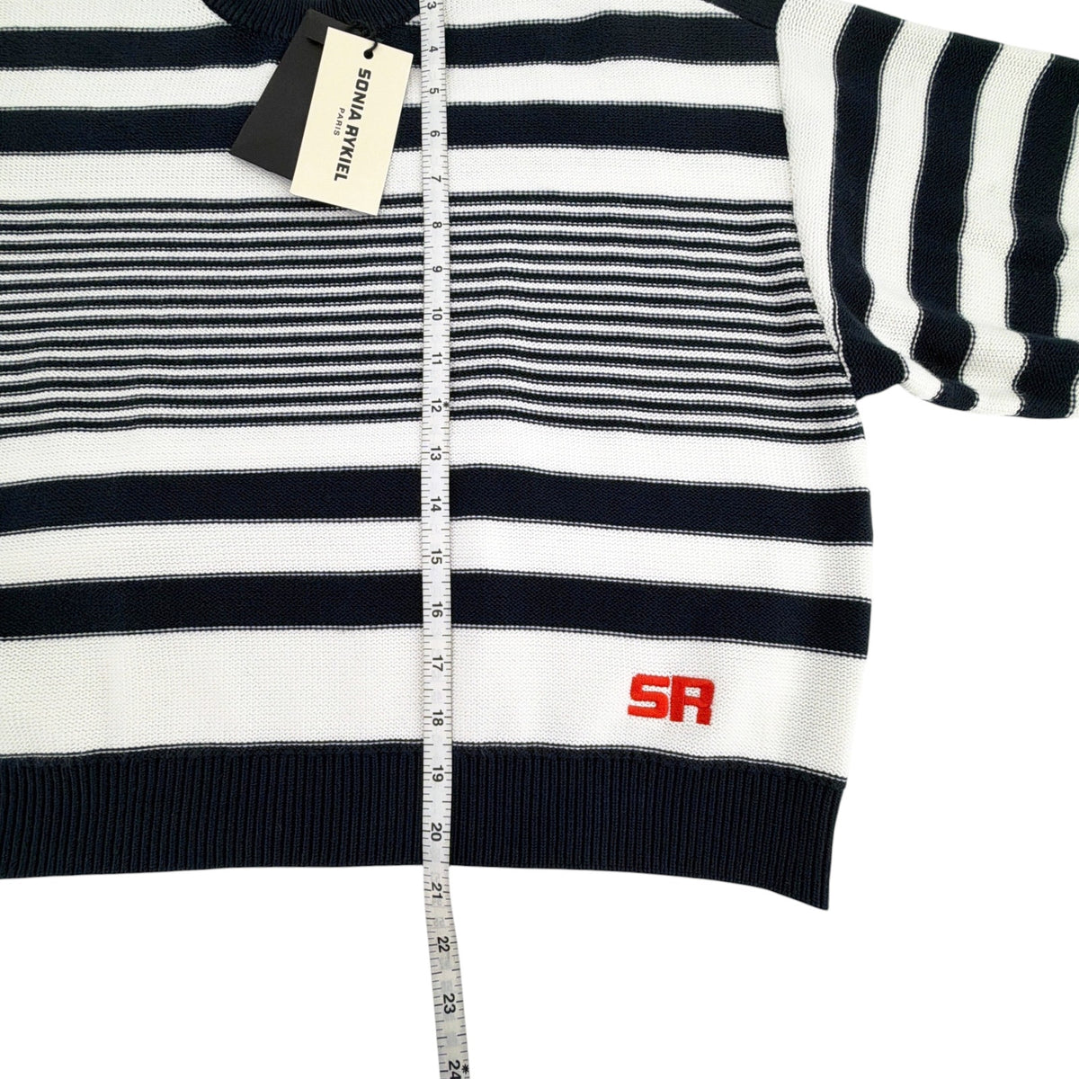 SONIA RYKIEL Pull Rayure Signature Sweater in Blue & White S