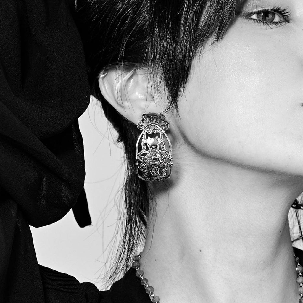 VSA Antigua Wide Hoop Post Earrings in Silver
