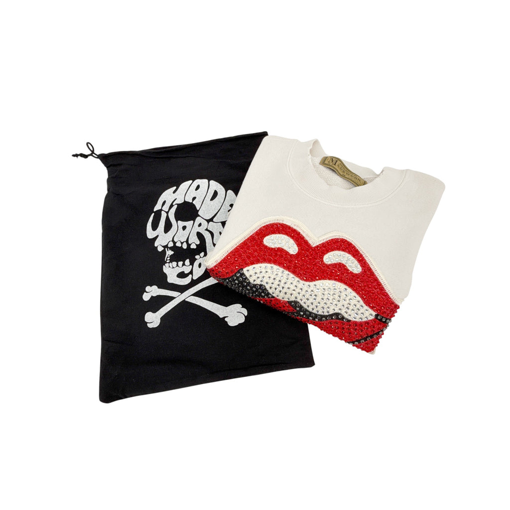 MADEWORN Rolling Stones Crystal Patch Classic Crew Sweatshirt XS