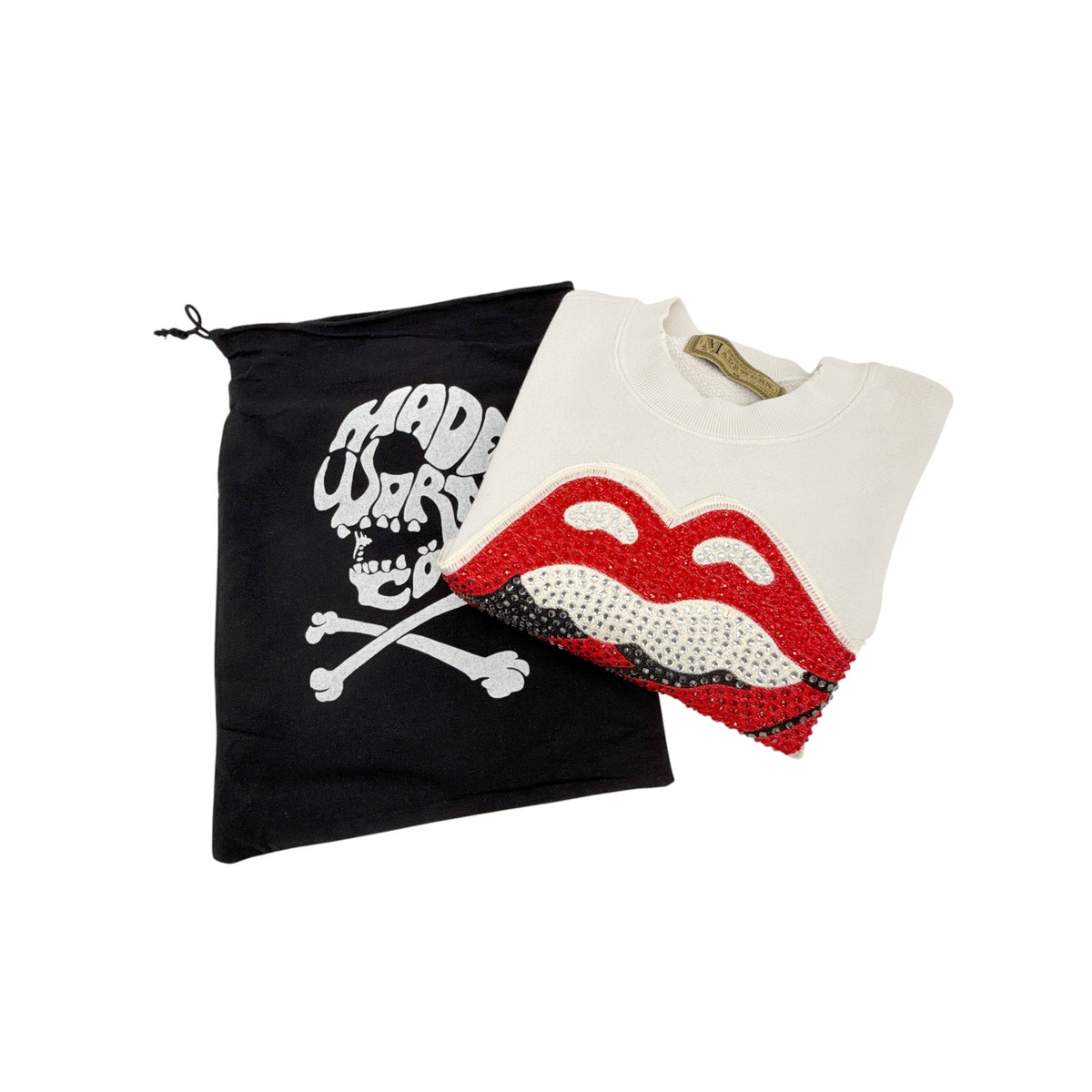 MADEWORN Rolling Stones Crystal Patch Classic Crew Sweatshirt XS