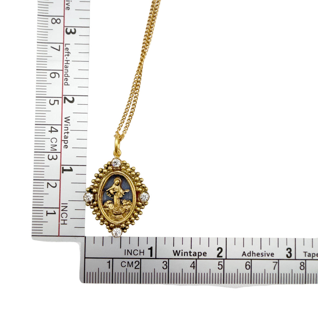 VSA Petite Oval Cloister Lady of Fatima Charm Necklace in Gold