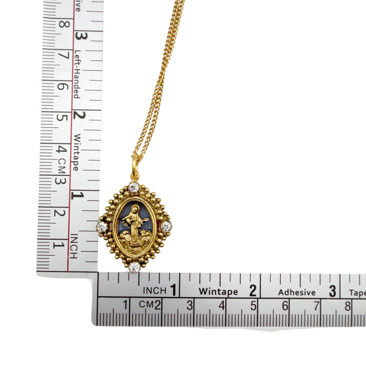 VSA Petite Oval Cloister Lady of Fatima Charm Necklace in Gold
