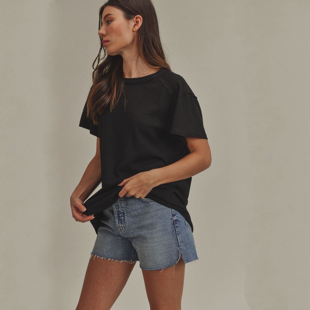 AEMI+CO Junie Top Tee in Black S