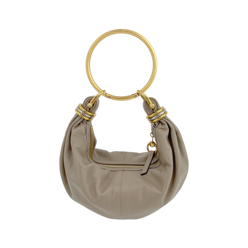 CHLOE Small Bracelet Hobo Bag in Grained Leather in Grey