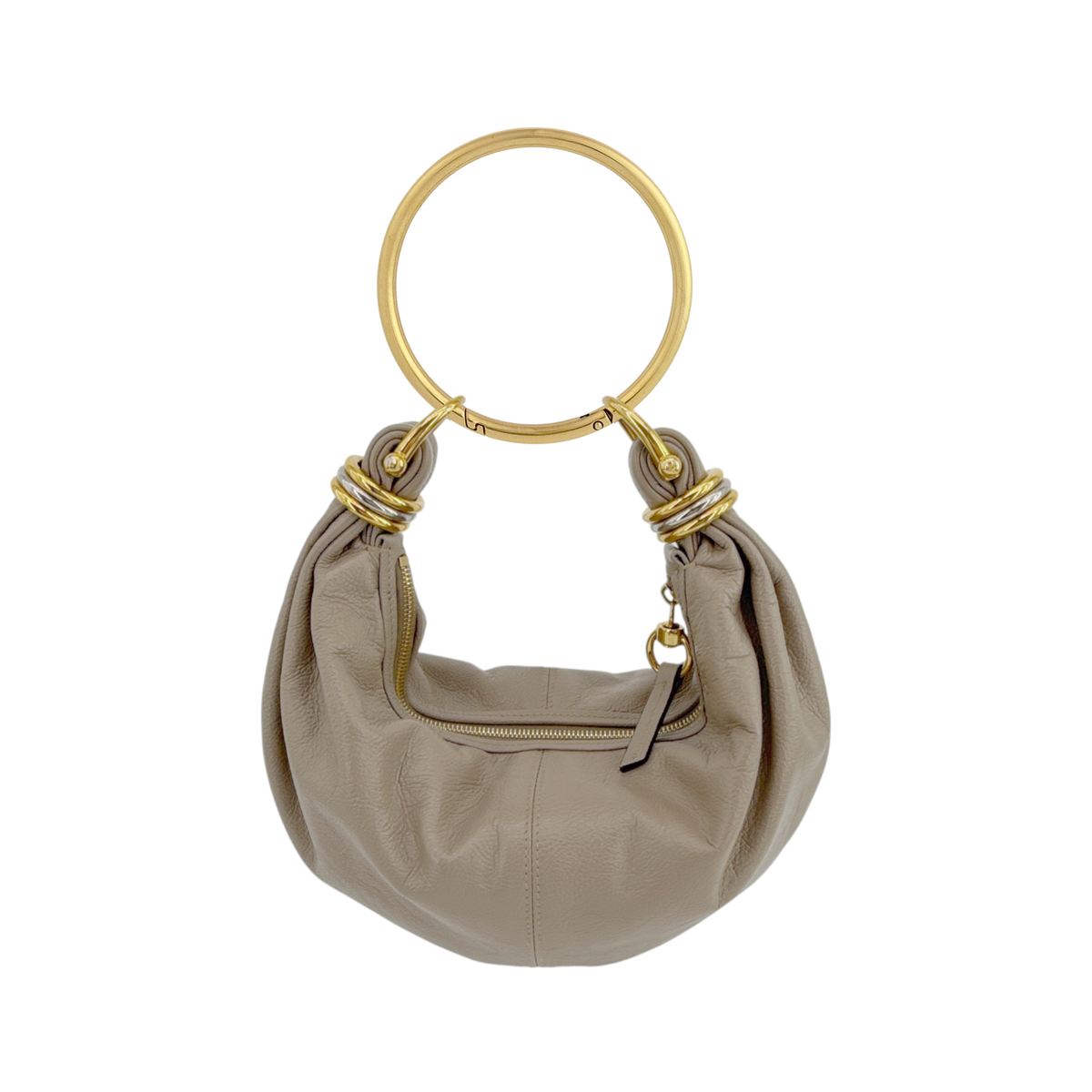CHLOE Small Bracelet Hobo Bag in Grained Leather in Grey