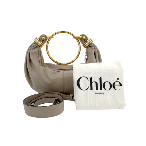 CHLOE Small Bracelet Hobo Bag in Grained Leather in Grey