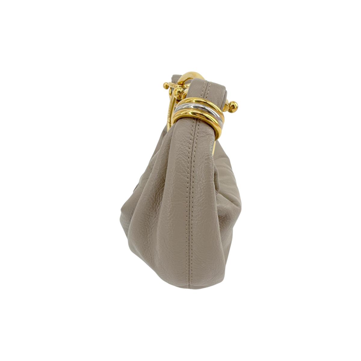 CHLOE Small Bracelet Hobo Bag in Grained Leather in Grey