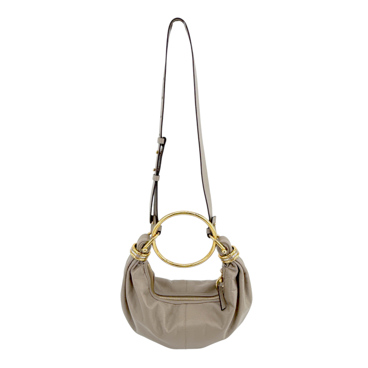 CHLOE Small Bracelet Hobo Bag in Grained Leather in Grey