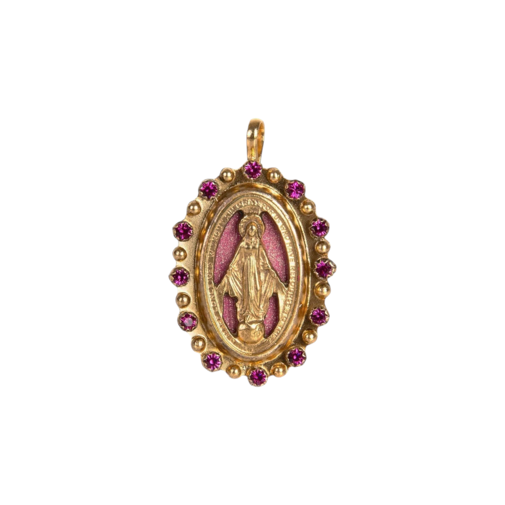 VIRGINS SAINTS & ANGELS VSA Milagrosa Medallion in Pink & Gold