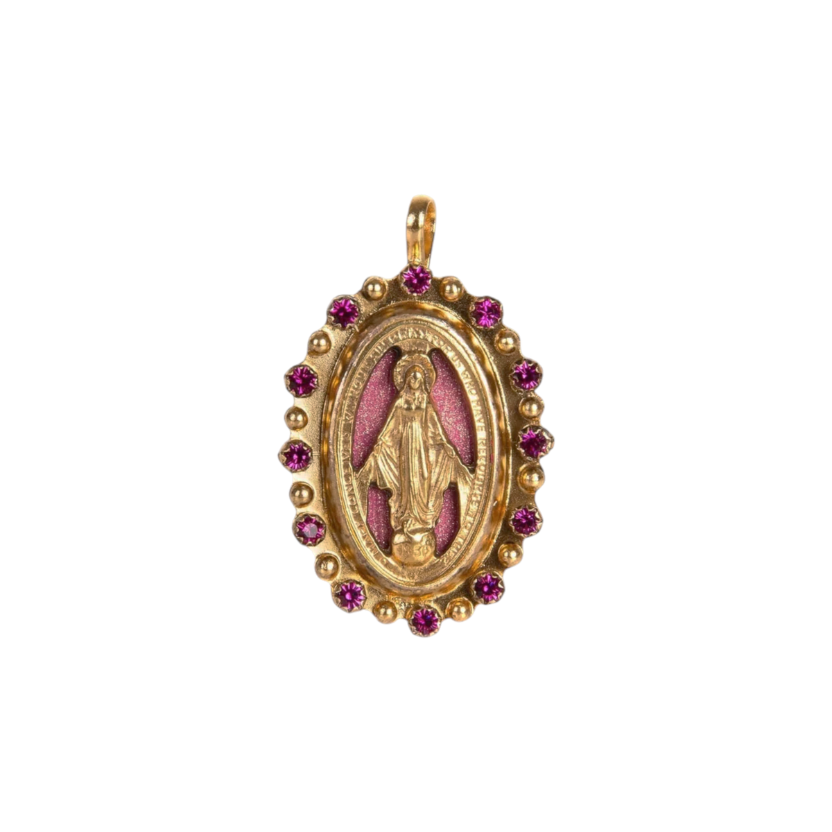 VIRGINS SAINTS & ANGELS VSA Milagrosa Medallion in Pink & Gold