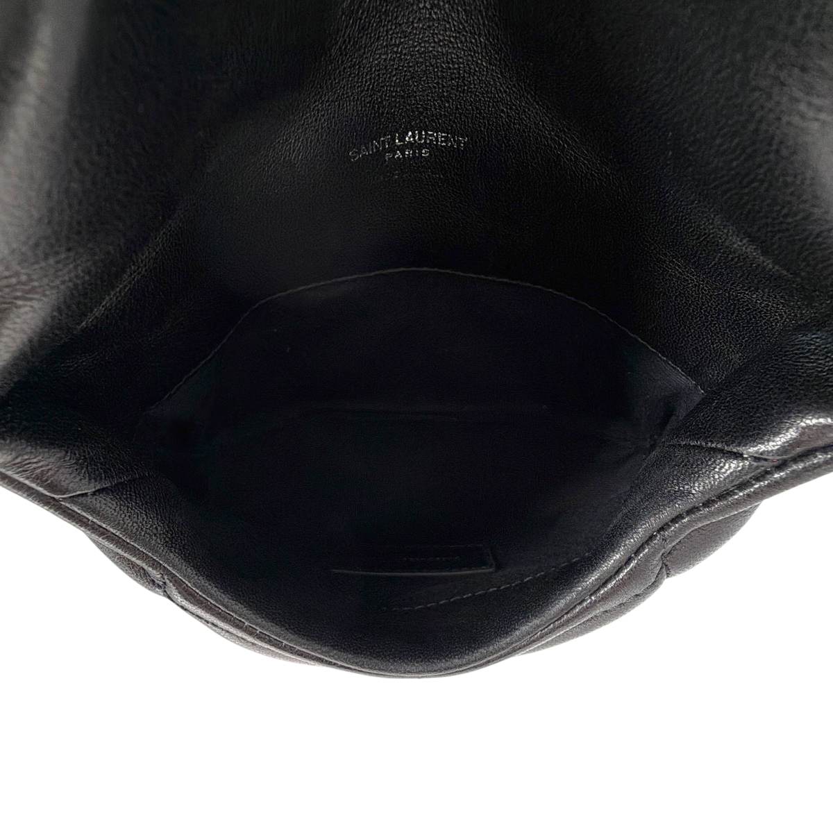 SAINT LAURENT Loulou Toy Puffer Pouch Clutch Bag in Lambskin in Black