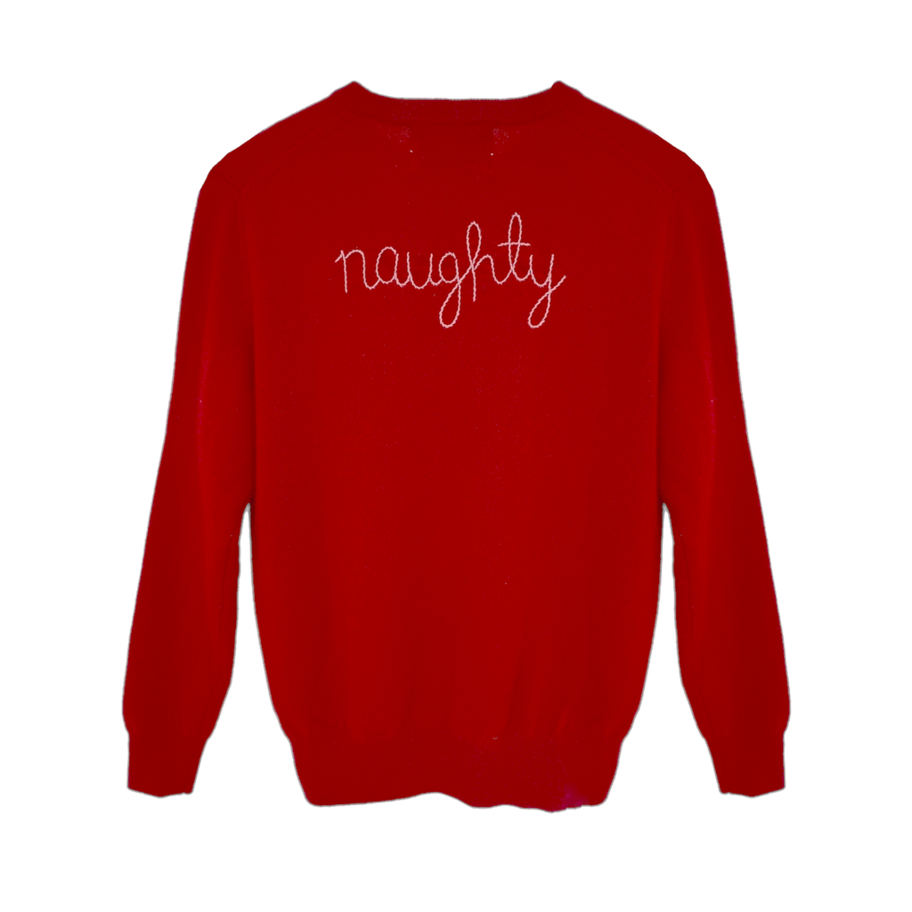 LINGUA FRANCA Nice Naughty Cashmere Crew in Red