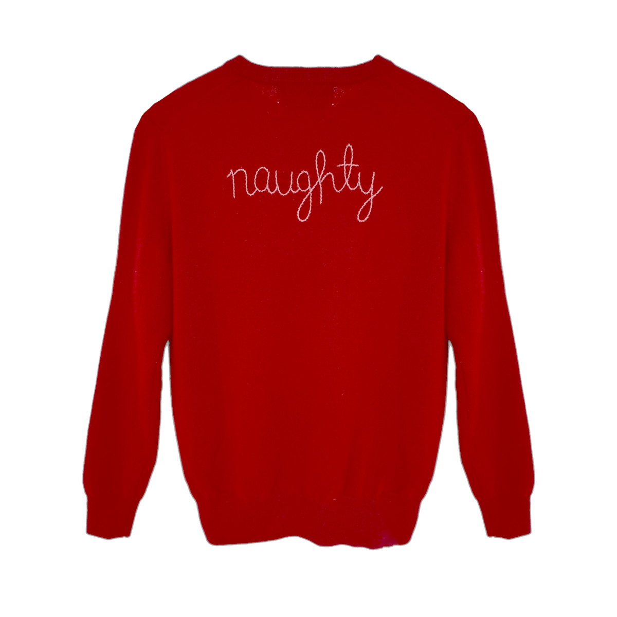 LINGUA FRANCA Nice Naughty Cashmere Crew in Red