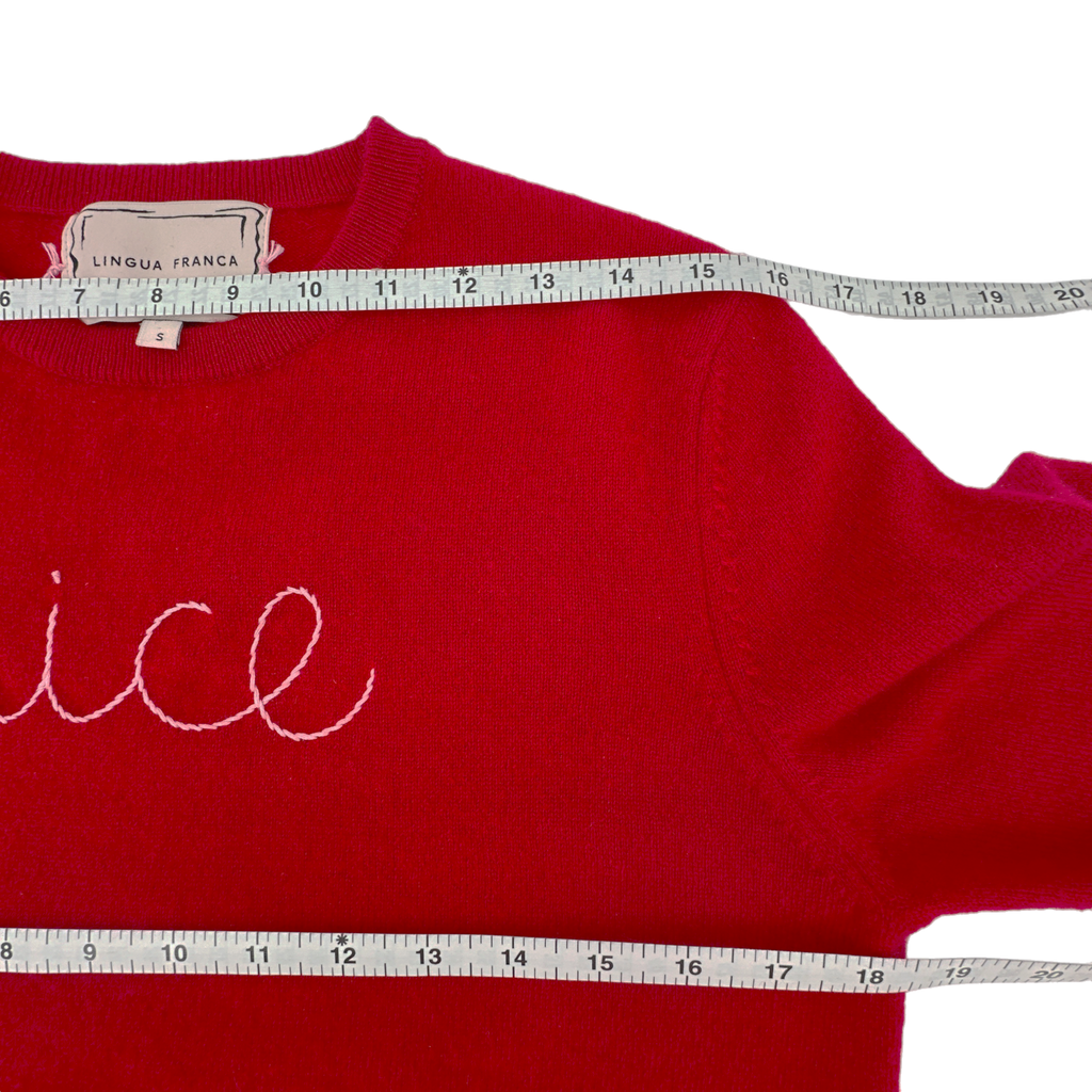 LINGUA FRANCA Nice Naughty Cashmere Crew in Red