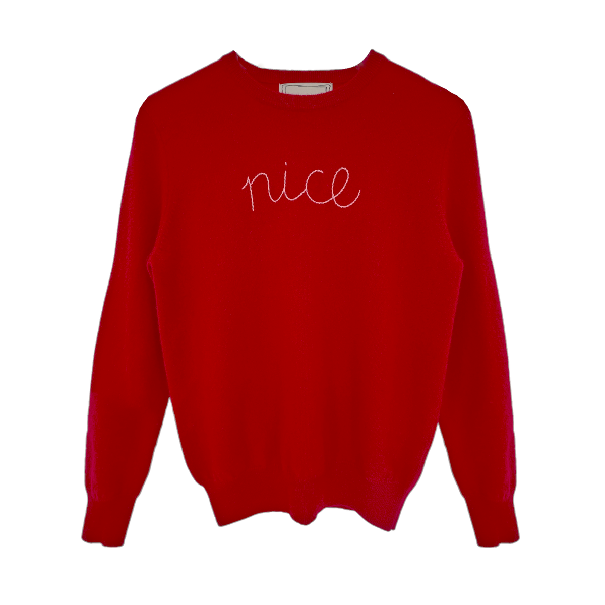 LINGUA FRANCA Nice Naughty Cashmere Crew in Red