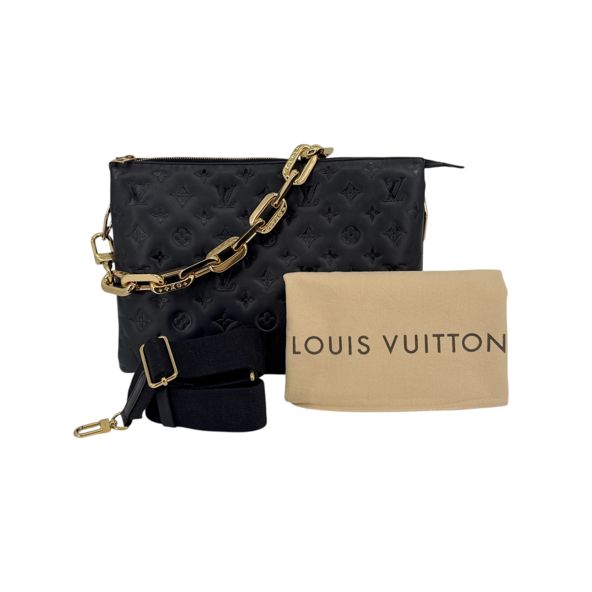 LOUIS VUITTON Lambskin Embossed Monogram Coussin MM