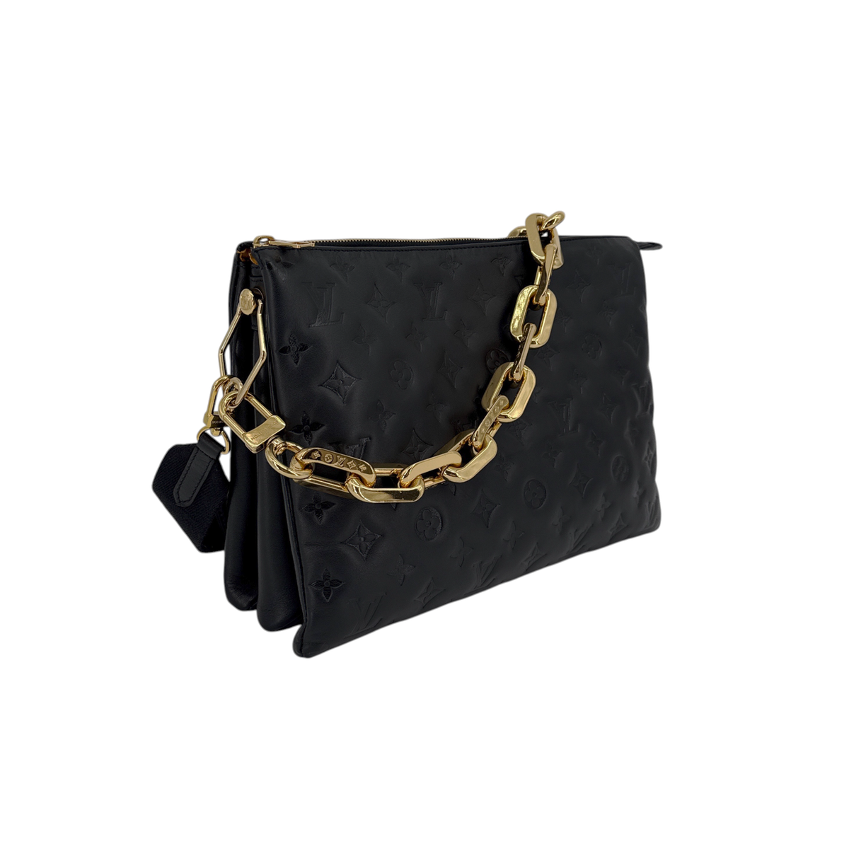LOUIS VUITTON Lambskin Embossed Monogram Coussin MM