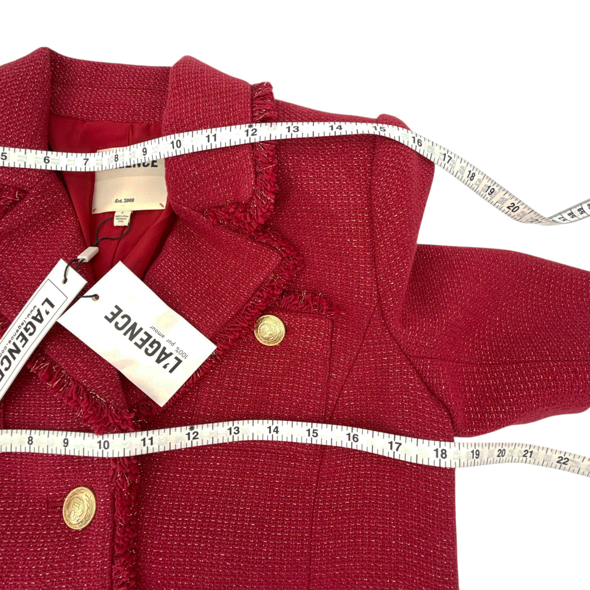 L'AGENCE Sylvia Collared Jacket in Garnet Red &amp; Copper 2